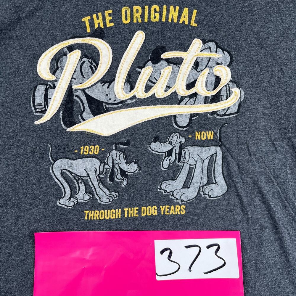 Disney Parks Pluto Graphic Print T Shirt Large Gray Heather Walt Disney
